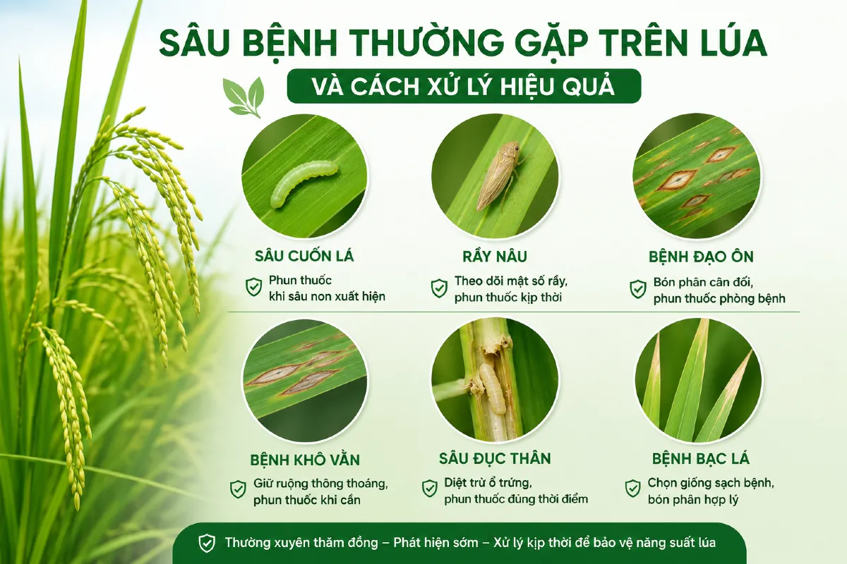 Những loại sâu bệnh thường gặp trên lúa và cách xử lý hiệu quả